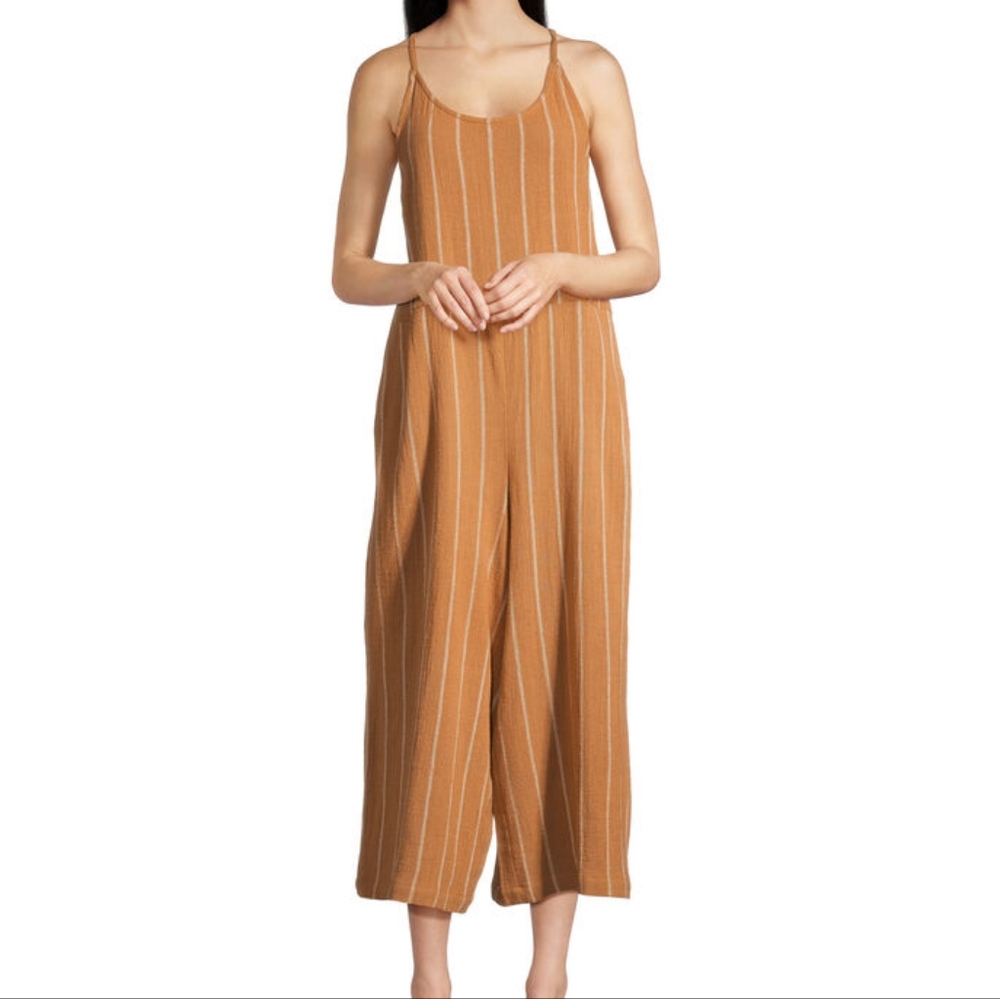 Cost Plus World Market Brown Striped Jumpsuit Size S-M